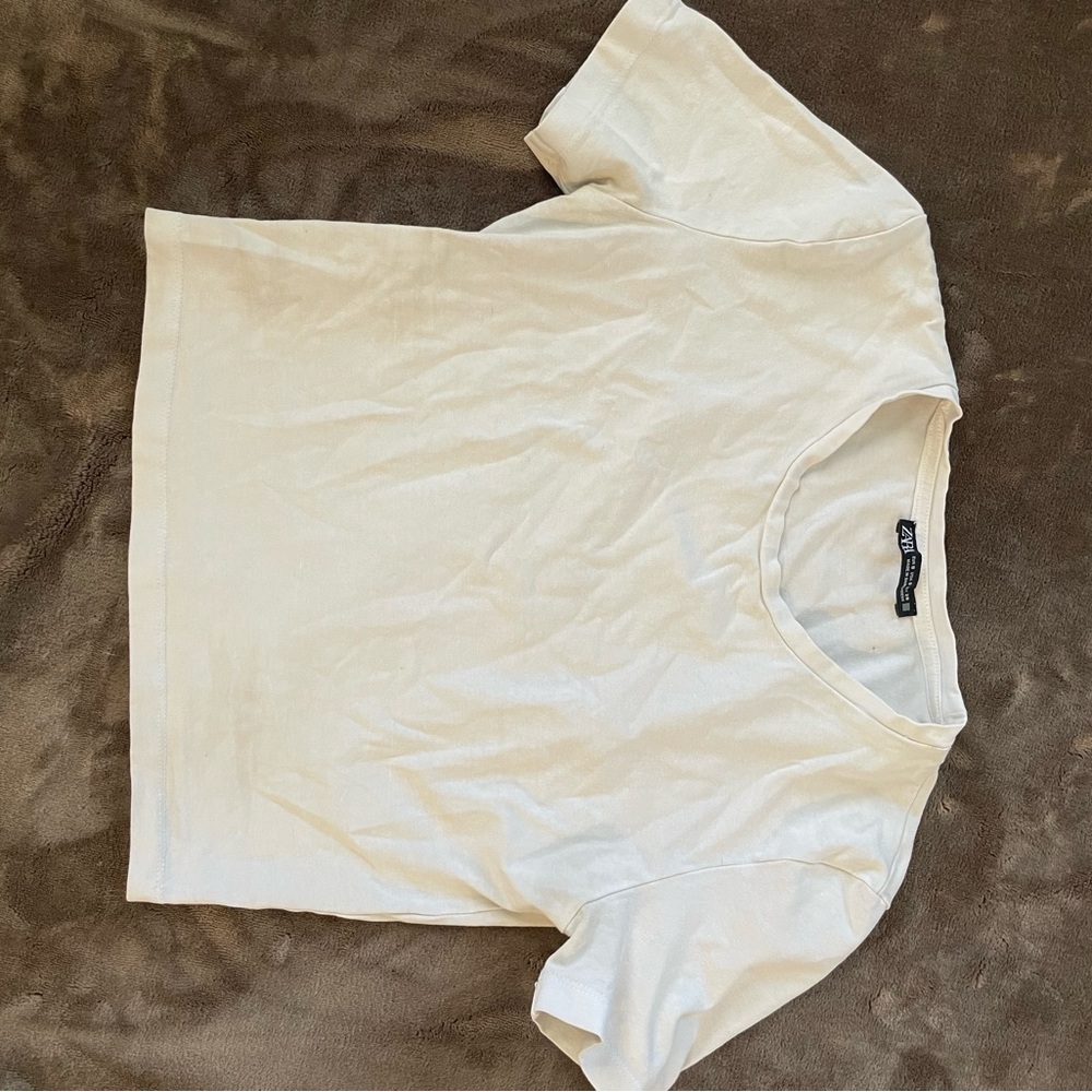 Zara Cream Short Sleeve Top